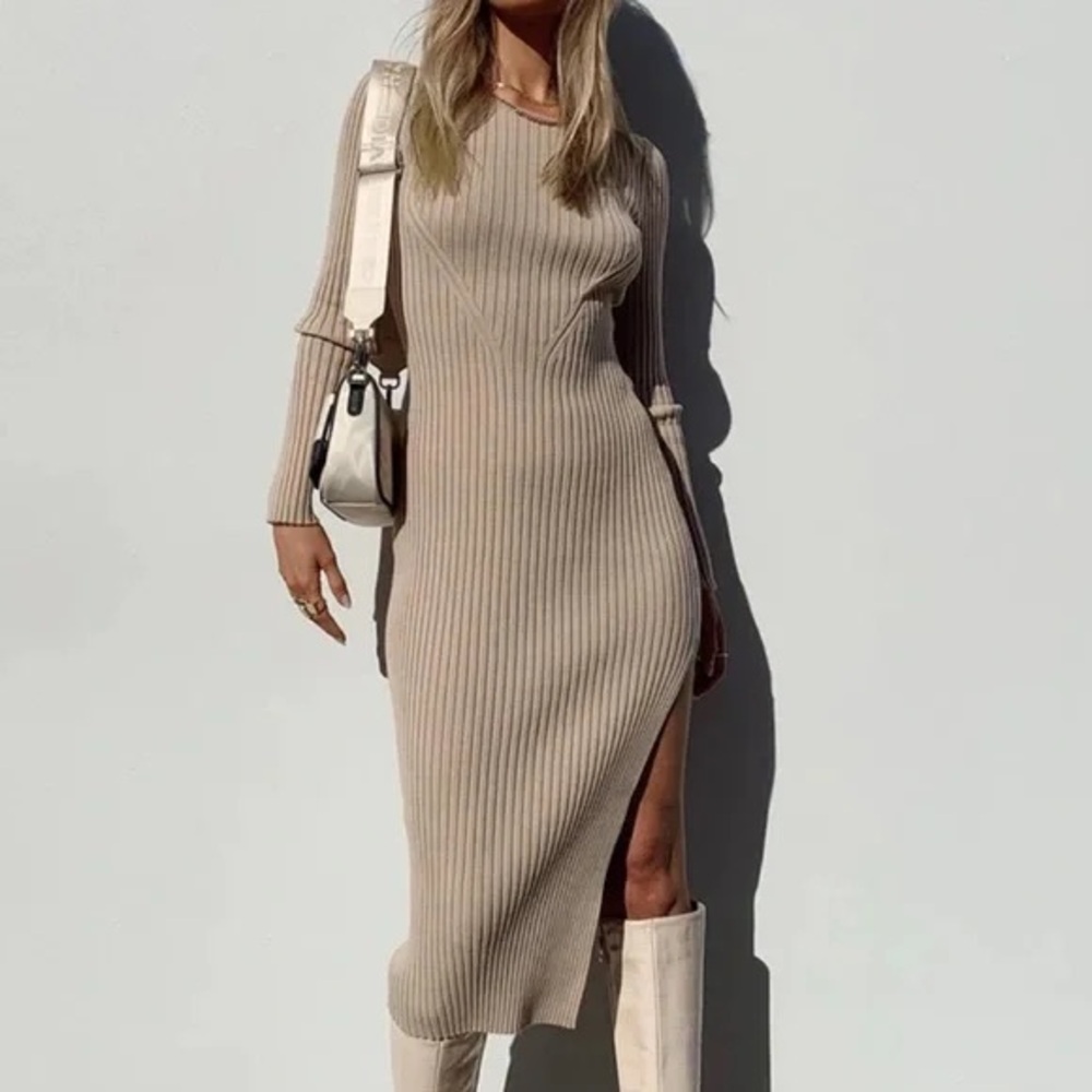 Princess Polly Nicky Midi Dress Beige - XS/S